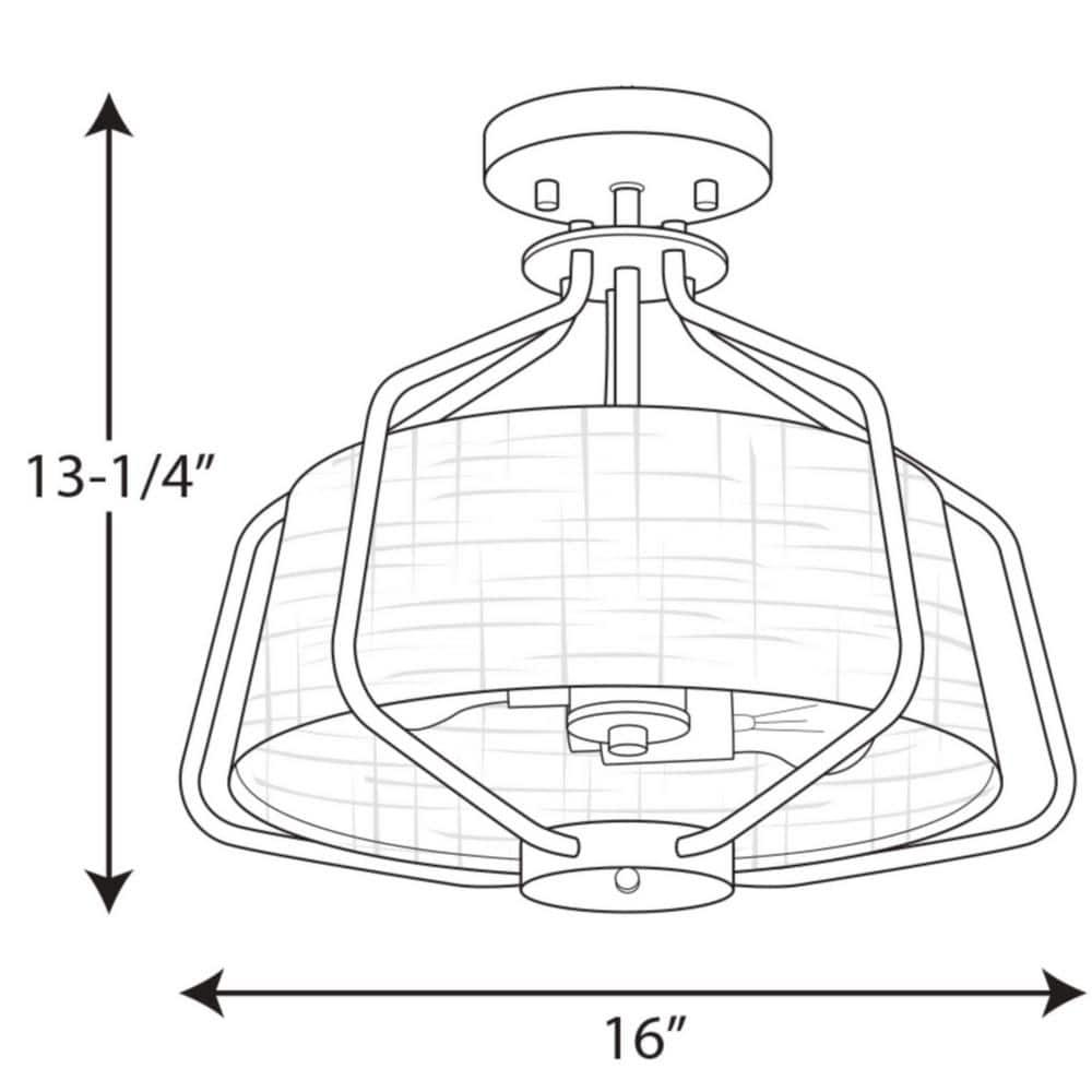 P350102-009-Progress Lighting-Hangar - Close-to-Ceiling Light - 2 Light - Drum Shade in Farmhouse style - 16 Inches wide by 13.25 Inches high-Brushed