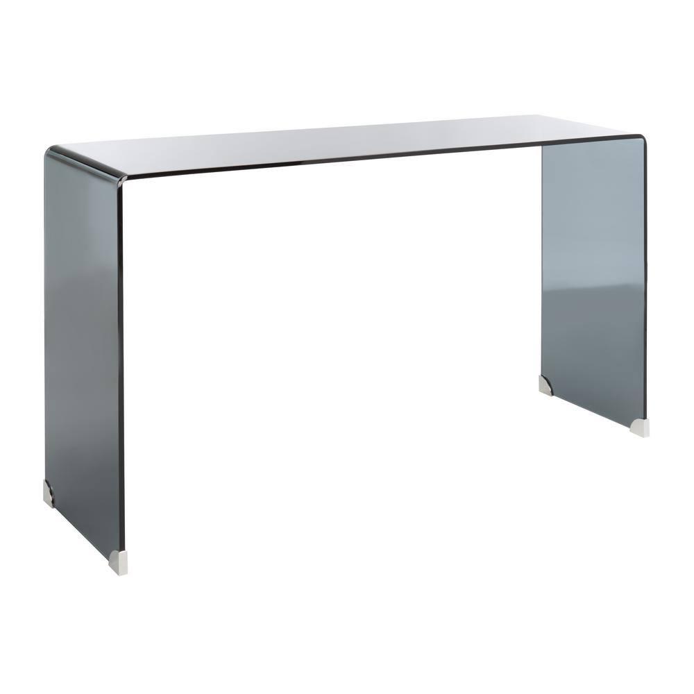 Huck Tempered Glass Console - Clear/Grey - Safavieh