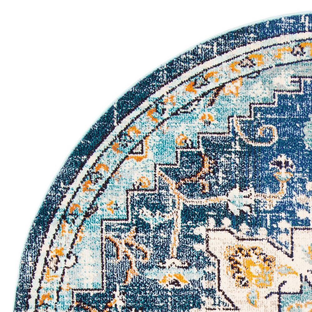 Madison MAD473 Power Loomed Indoor Area Rug - Blue/Light Blue - 6'7" Round - Safavieh