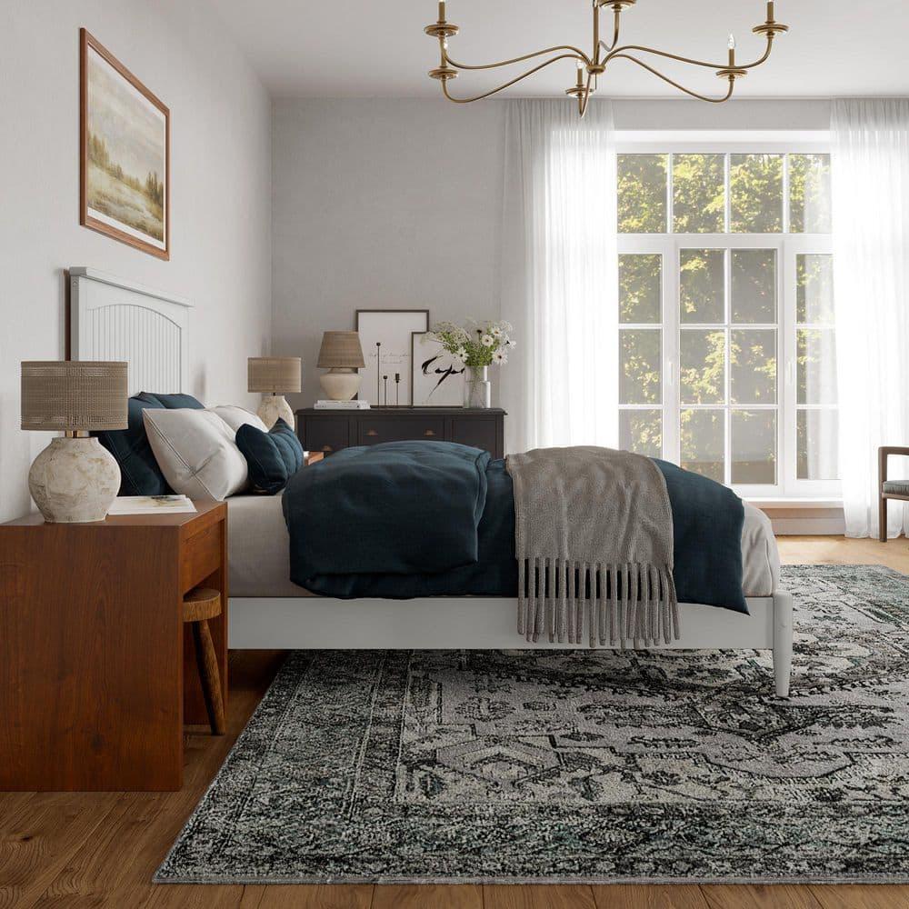 AFI Naples Queen Solid Wood Low Profile Platform Bed, White