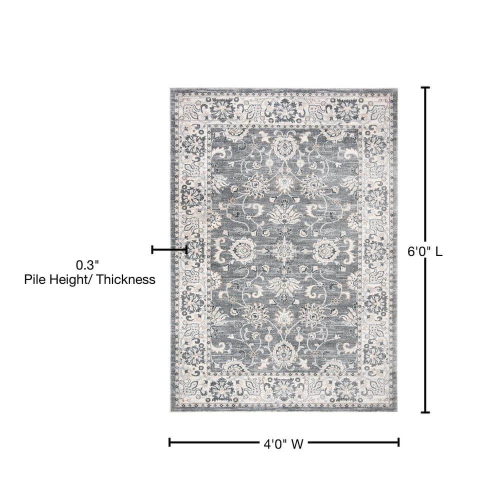 Isabella ISA940 Power Loomed Area Rug - Grey/Cream - 4'x6' - Safavieh.