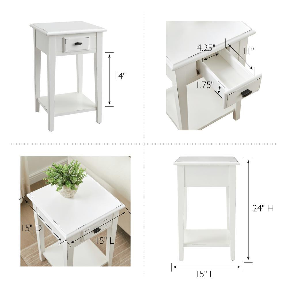 Leick Home Haven Ridge Square End Table in Farmhouse White