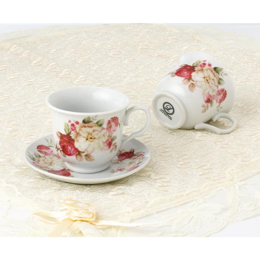 Lorren Home Trends Lorren Home Trends 4 Piece Teacup & Saucer Set