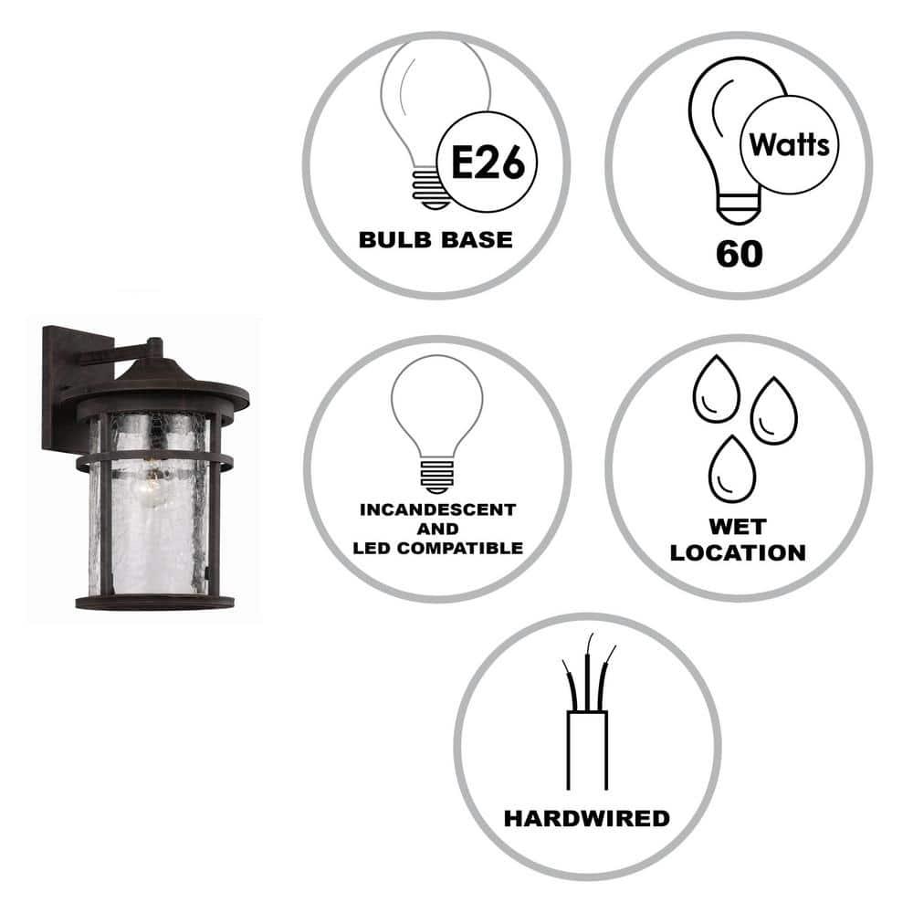 Bel Air Lighting Avalon Rustic Brown Switch Incandescent Wall Lantern