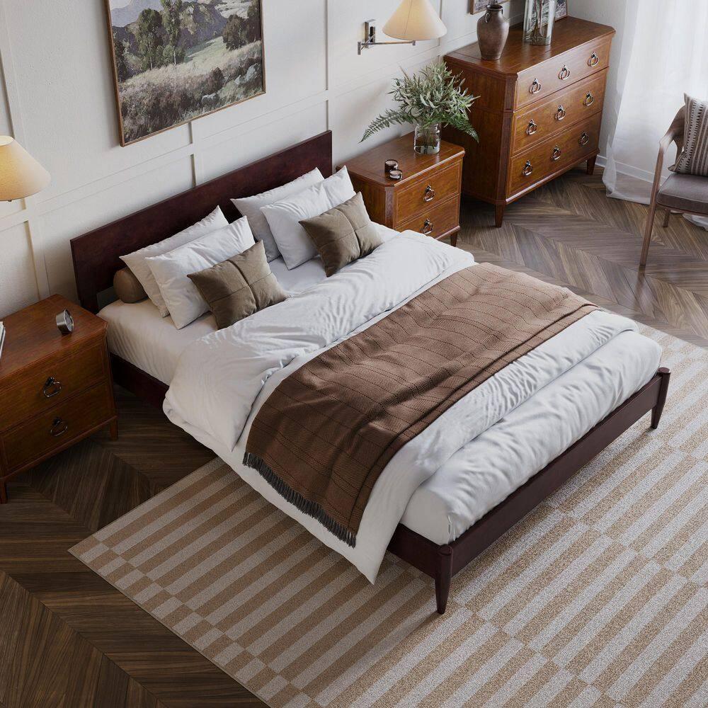 AFI Aria Queen Modern Solid Wood Low Profile Platform Bed, Espresso