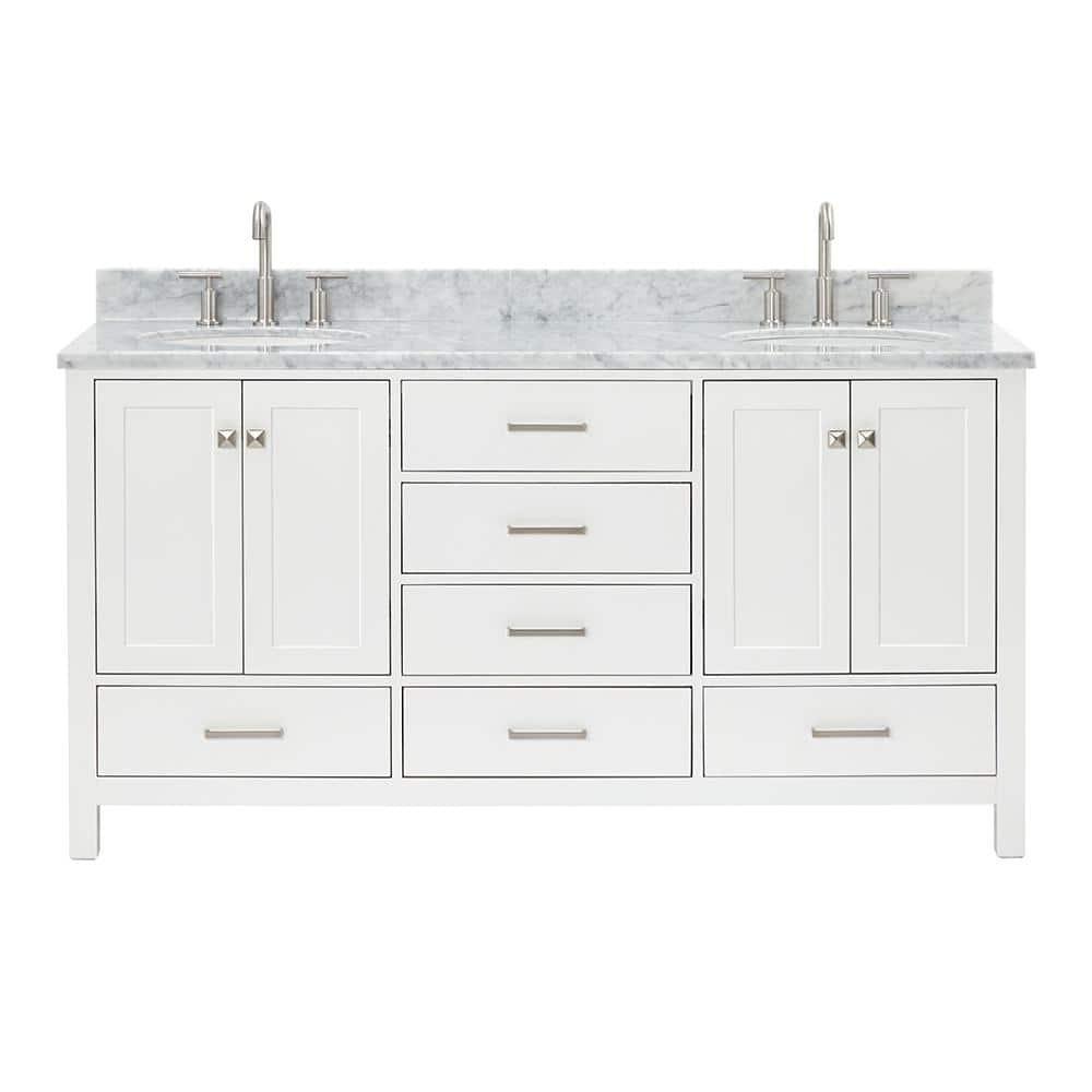 Ariel A067dcw2ovo Cambridge 67" Free Standing Double Oval Basin Vanity Set - White