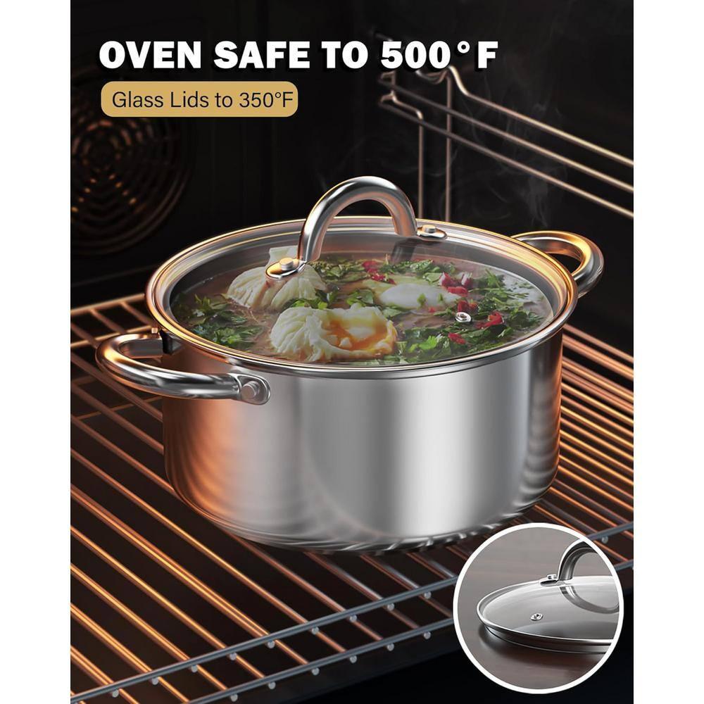 Cook N Home Cook N Home 5.5-quart Sauce Pot Stainless Steel Stockpot With Glass Lid, Basics Saucier Casserole Stock Pot