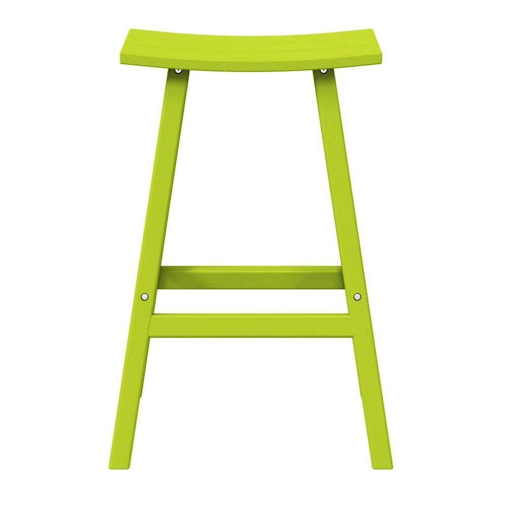 Polytrends  Laguna Hdpe All Weather Outdoor Patio 29" Saddle Seat Bar Stool Lime