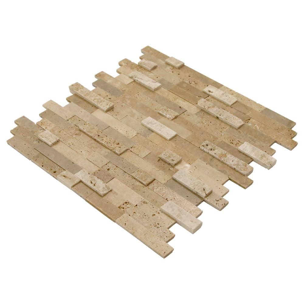 3D 11" x 12" Natural Stone Peel & Stick Mosaic Tile
