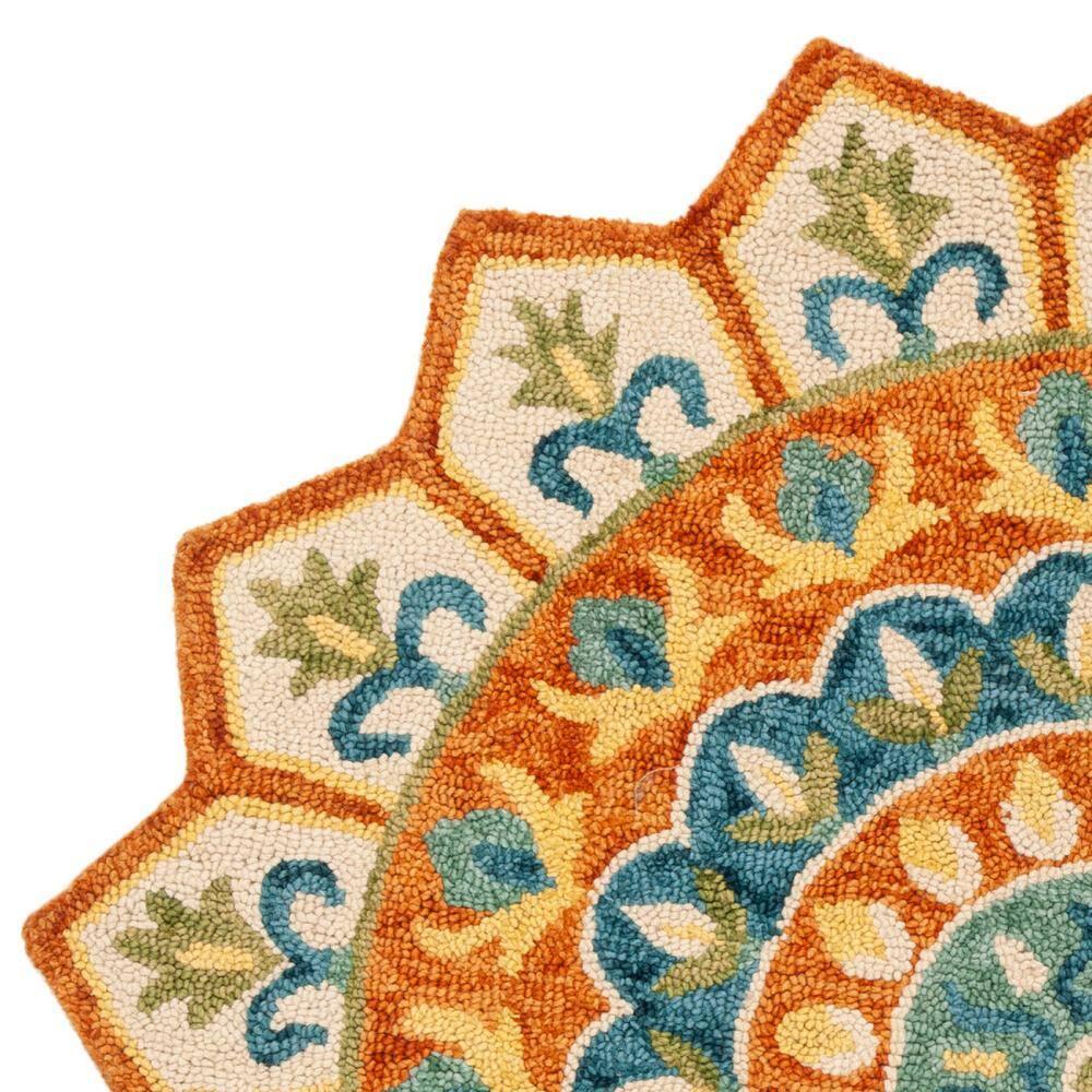 Novelty NOV605 Hand Tufted Indoor Area Rug - Rust/Ivory - 6' Round - Safavieh