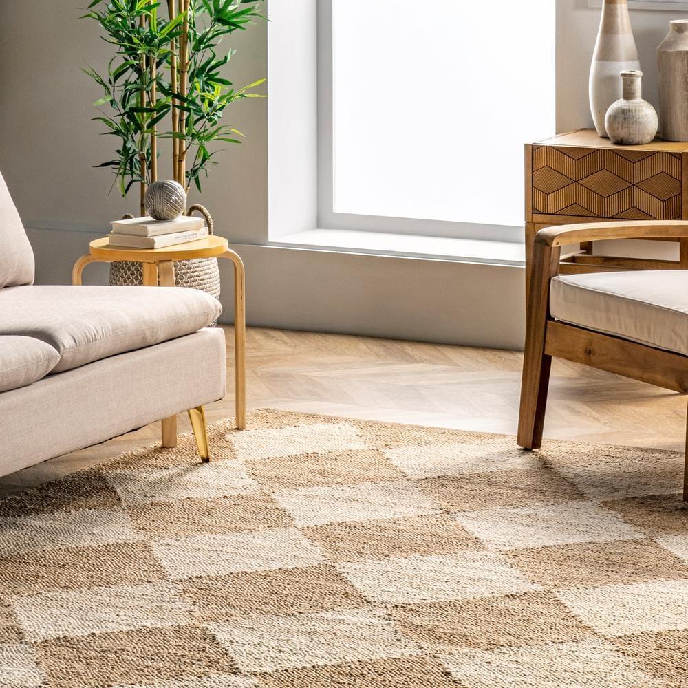 Nuloom Louie Diamond Checkerboard Jute Area Rug, 2' x 8', Natural