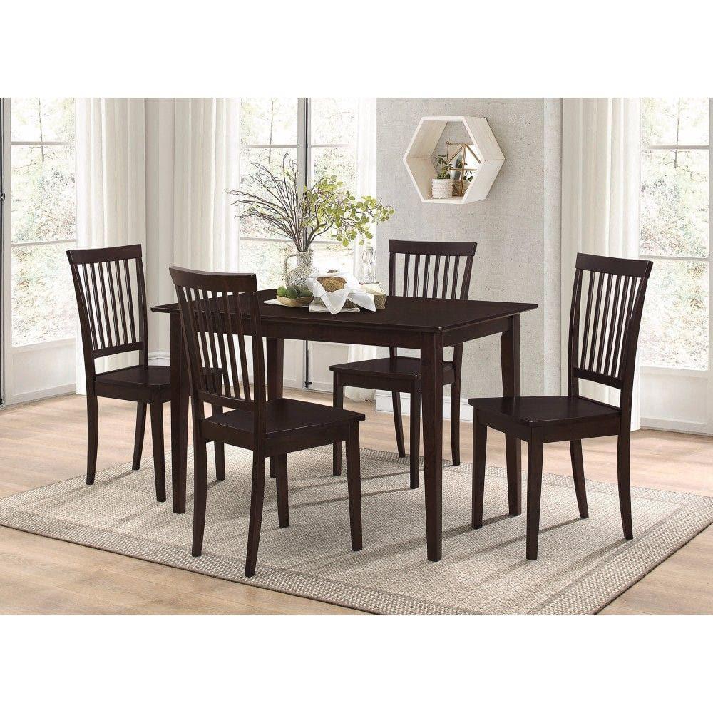 Sophisticated Brown Wooden 5-Piece Dining Set with Slat Back Chairs