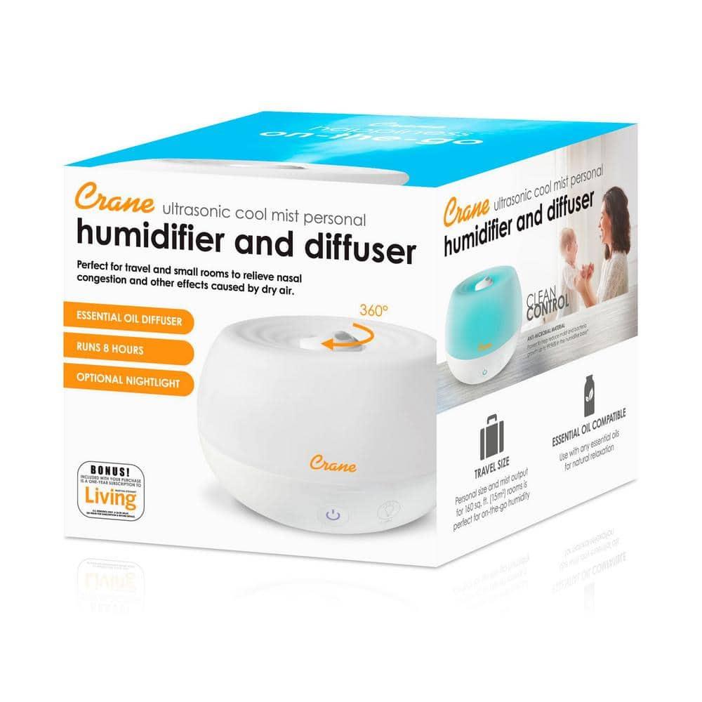 Crane USA 0.2 Gal. 2-in-1 Ultrasonic Cool Mist Humidifier & Aroma Diffuser for Small Rooms