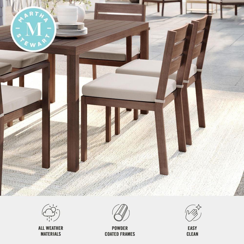 Martha Stewart Martha Stewart Bedford All-Weather Stacking Patio Side Dining Chair With Seat Cushion