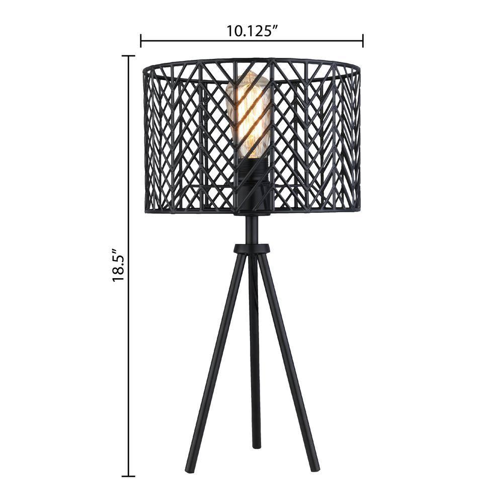 18.5" Ingrid Cage Shade Metal Tripod Table Lamp Black - River of Goods: Modern Accent for Living Room, Inline Switch