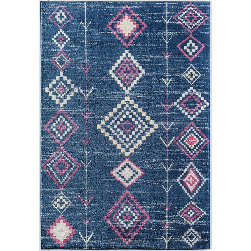 Bodrum Tribal Native Navy Area Rug