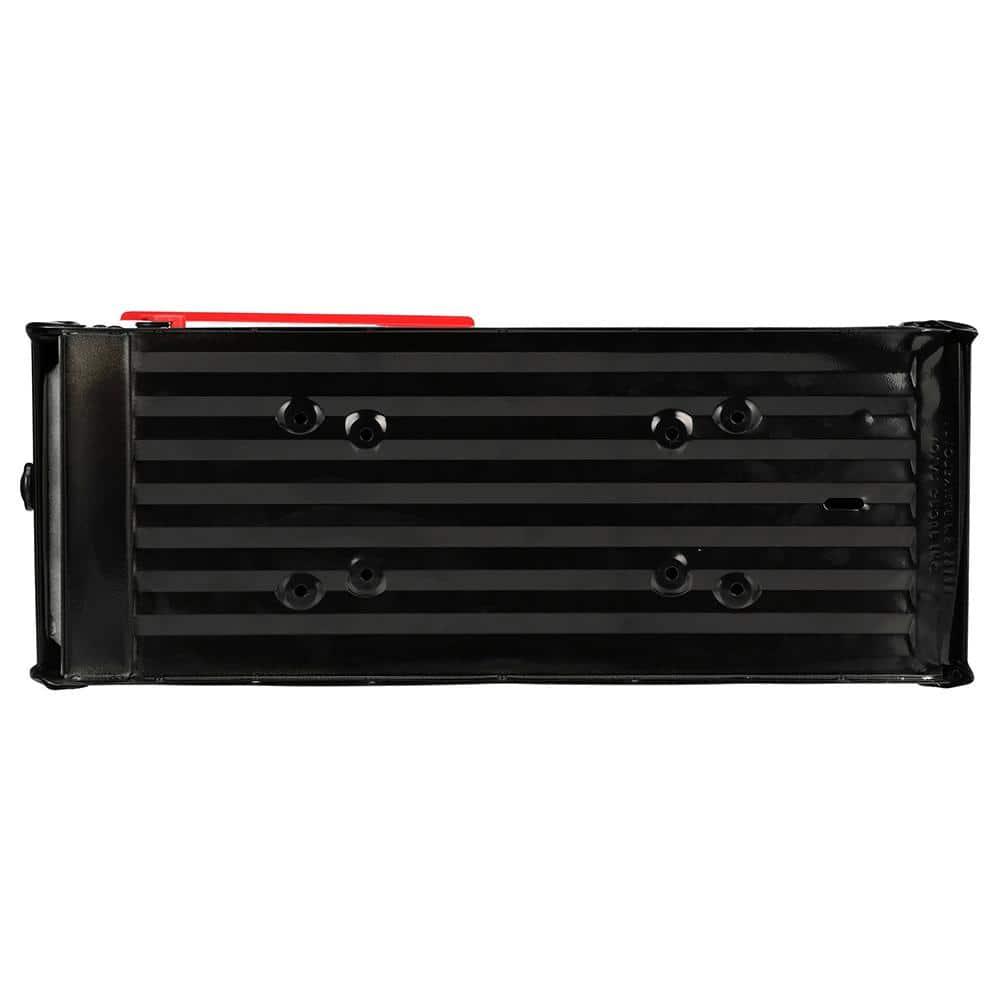 Large Black Steel Double Door Post Mount Mailbox