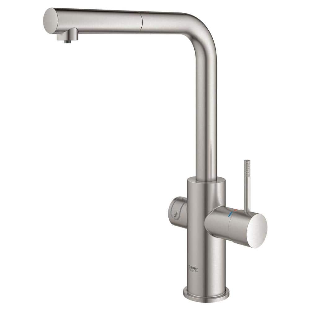 Blue Pull Out Single Handle Kitchen Faucet with Accessories