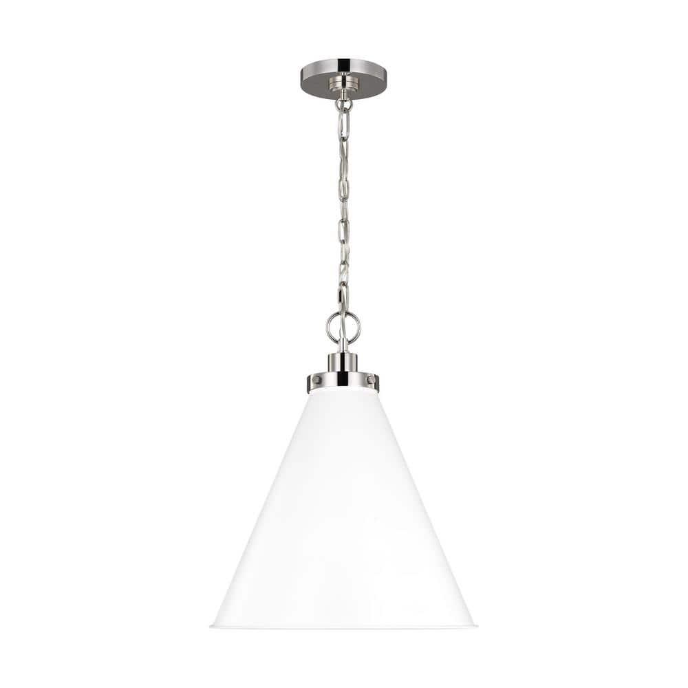 Wellfleet 15.63" Matte White & Polished Nickel Indoor/Outdoor Pendant