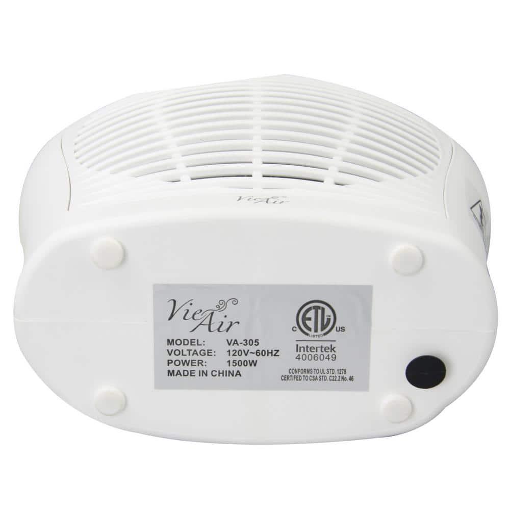Vie Air 1500W Portable 2-Settings White Fan Heater with Adjustable Thermostat