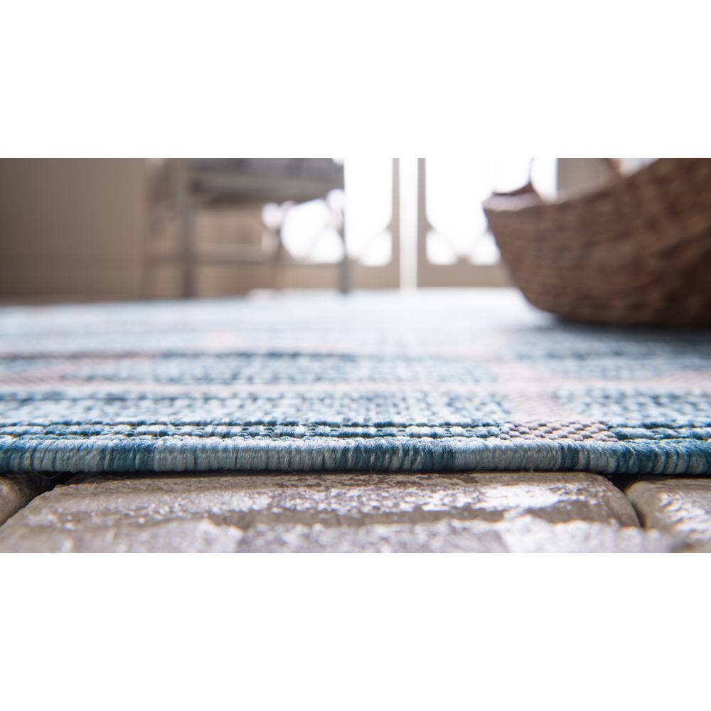 Unique Loom 7' 1 x 10' 0 Rectangle Indoor/Outdoor Safari Light Aqua Area Rug