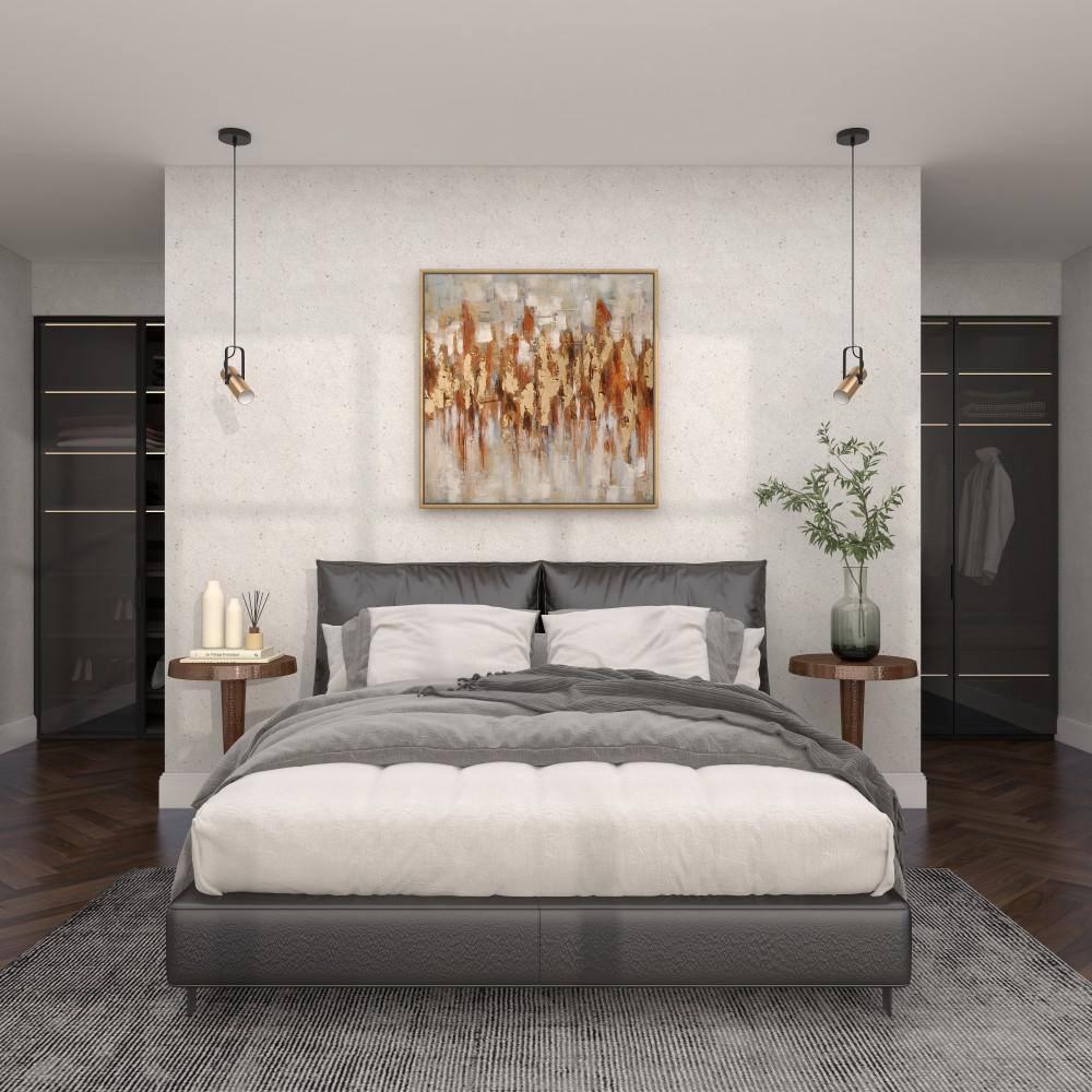 Canvas Abstract Framed Wall Art with Gold Frame Gold - Olivia & May: Elegant Decor, Vertical Orientation, Sawtooth Hanging