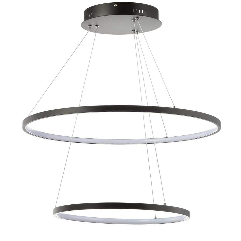 Brice 24" Round Integrated LED Metal Pendant, Matte Black