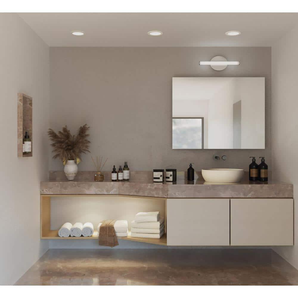Progress Lighting Semblance 1-Light LED Linear Vanity Light, Brushed Nickel, Acrylic Shade