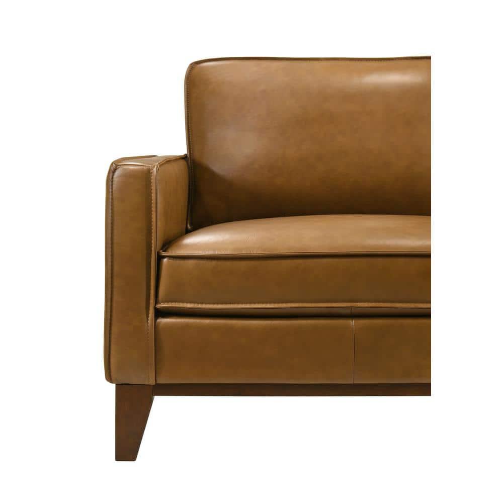 New Classic Furniture Caspar Leather Upholstered 3-Seater Sofa in Caramel