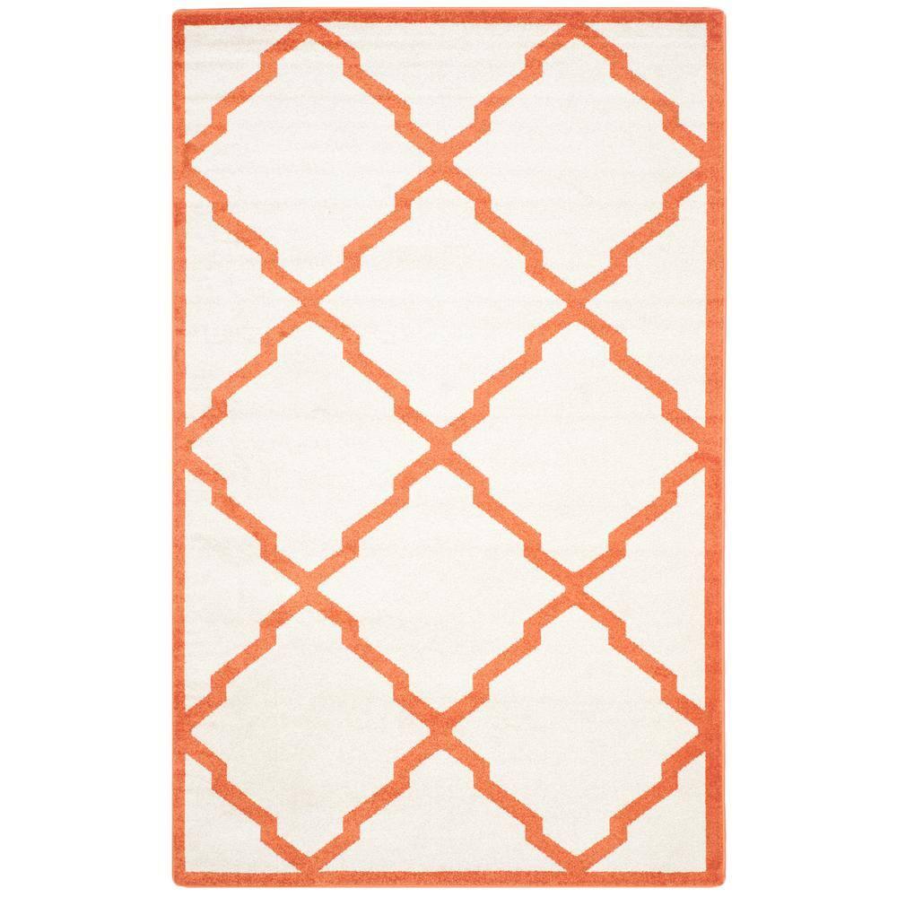 Amherst AMT421 Power Loomed Indoor Area Rug - Beige/Orange - 6'x9' - Safavieh