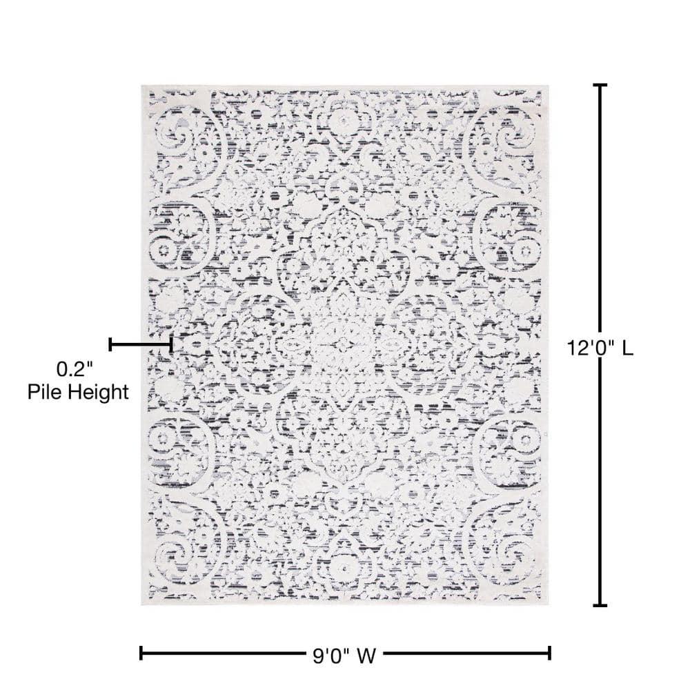 SAFAVIEH Cabana Ruadhan Ivory/Grey 2'2"X9' Runner Indoor/Outdoor Area Rug Ivory/Grey, 9' x 12'