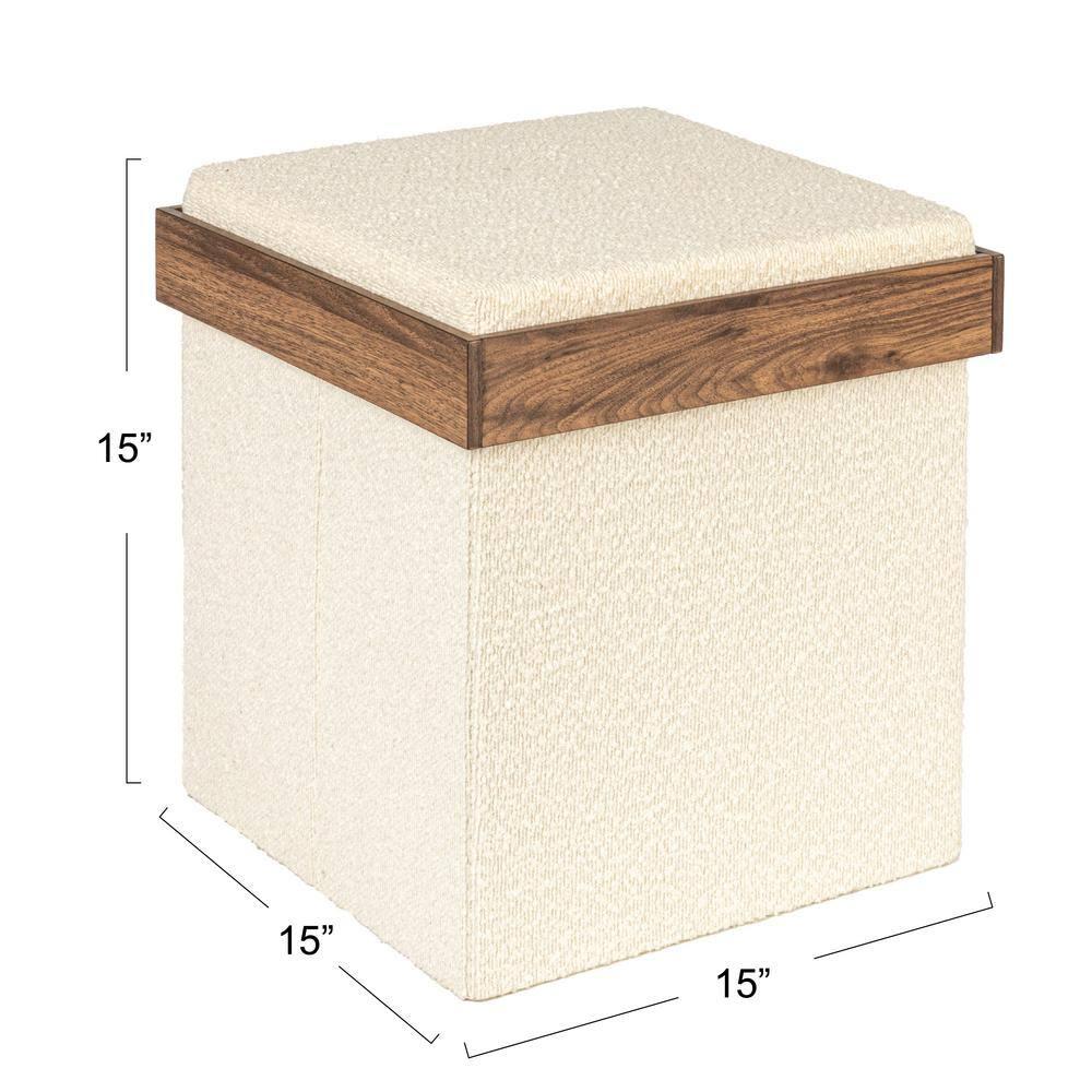Household Essentials Versatile Boucle Ottoman With Hidden Storage