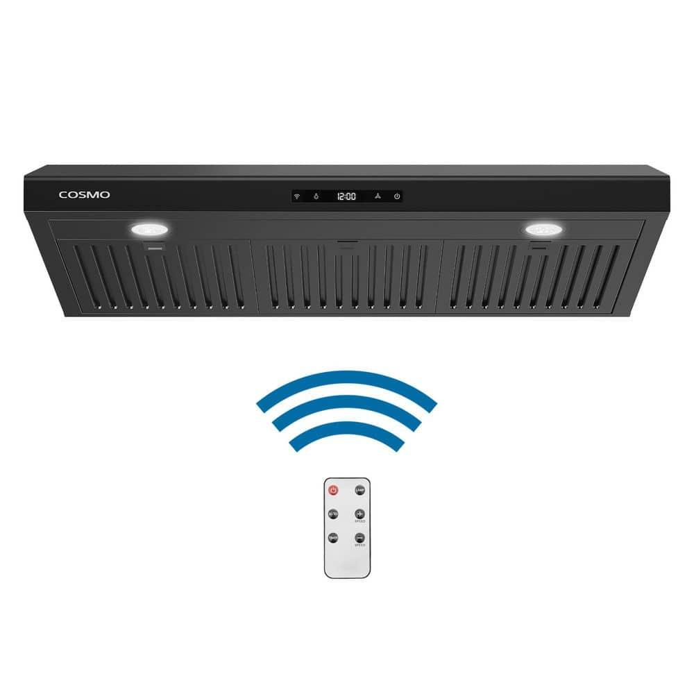 Cosmo 36 In. Haven Collection 500 Cfm Ducted Under Cabinet Range Hood, Touch Controls, Led Lights In Matte Black