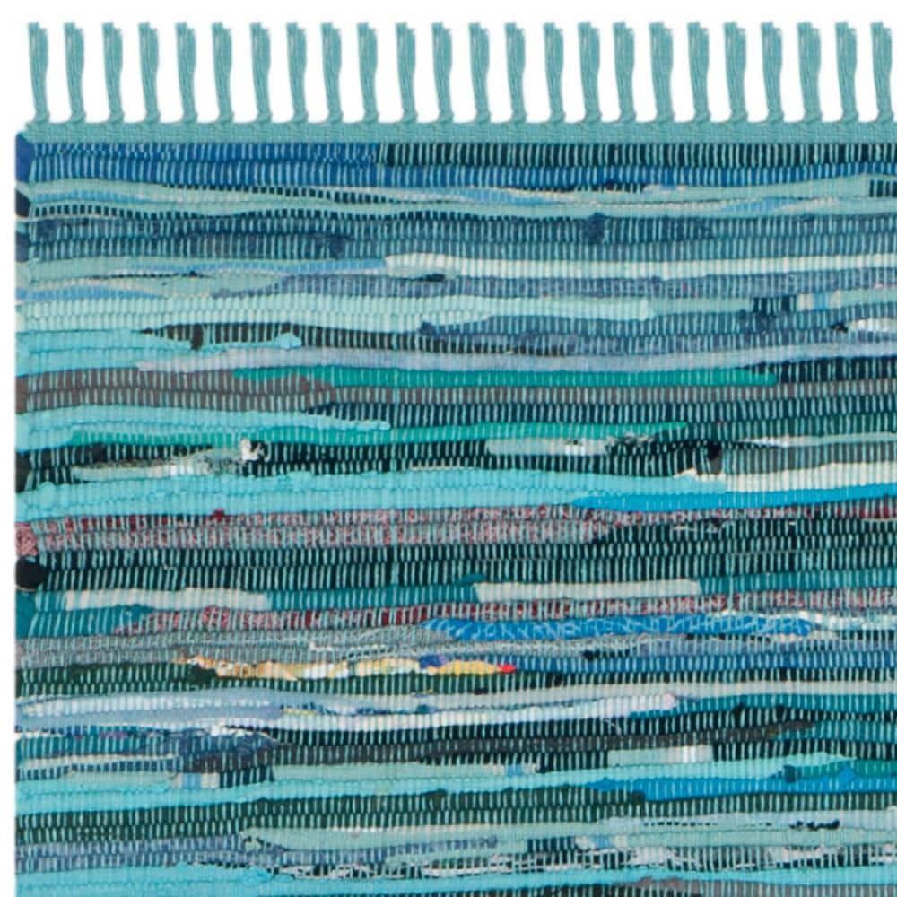 Rag Rug RAR121 Hand Woven Indoor Runner Rug - 2'3"x6' - Blue/Multi - Safavieh