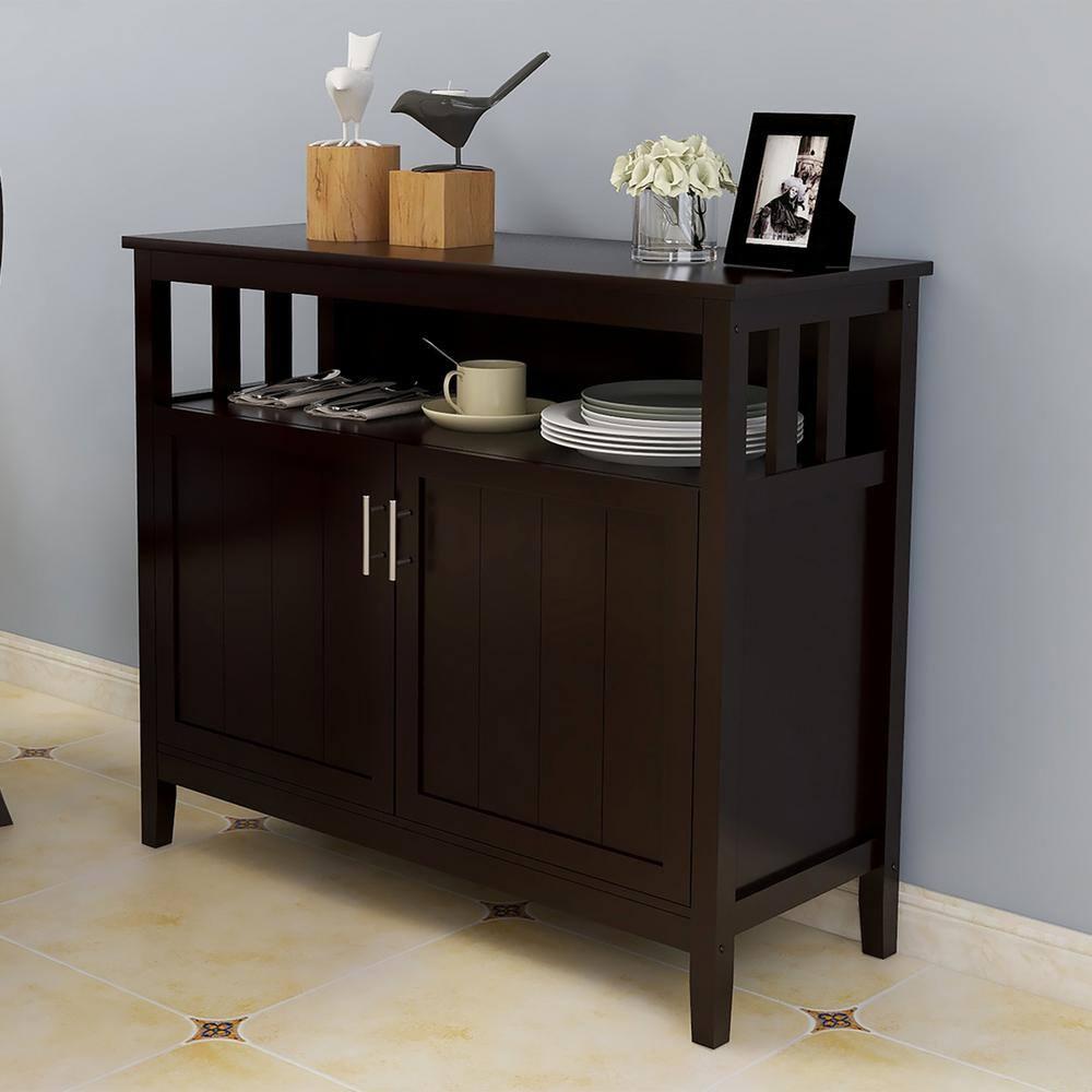 Direct Wicker UBS-W28209564 Kitchen Storage Sideboard & Buffet Server Cabinet, Brown