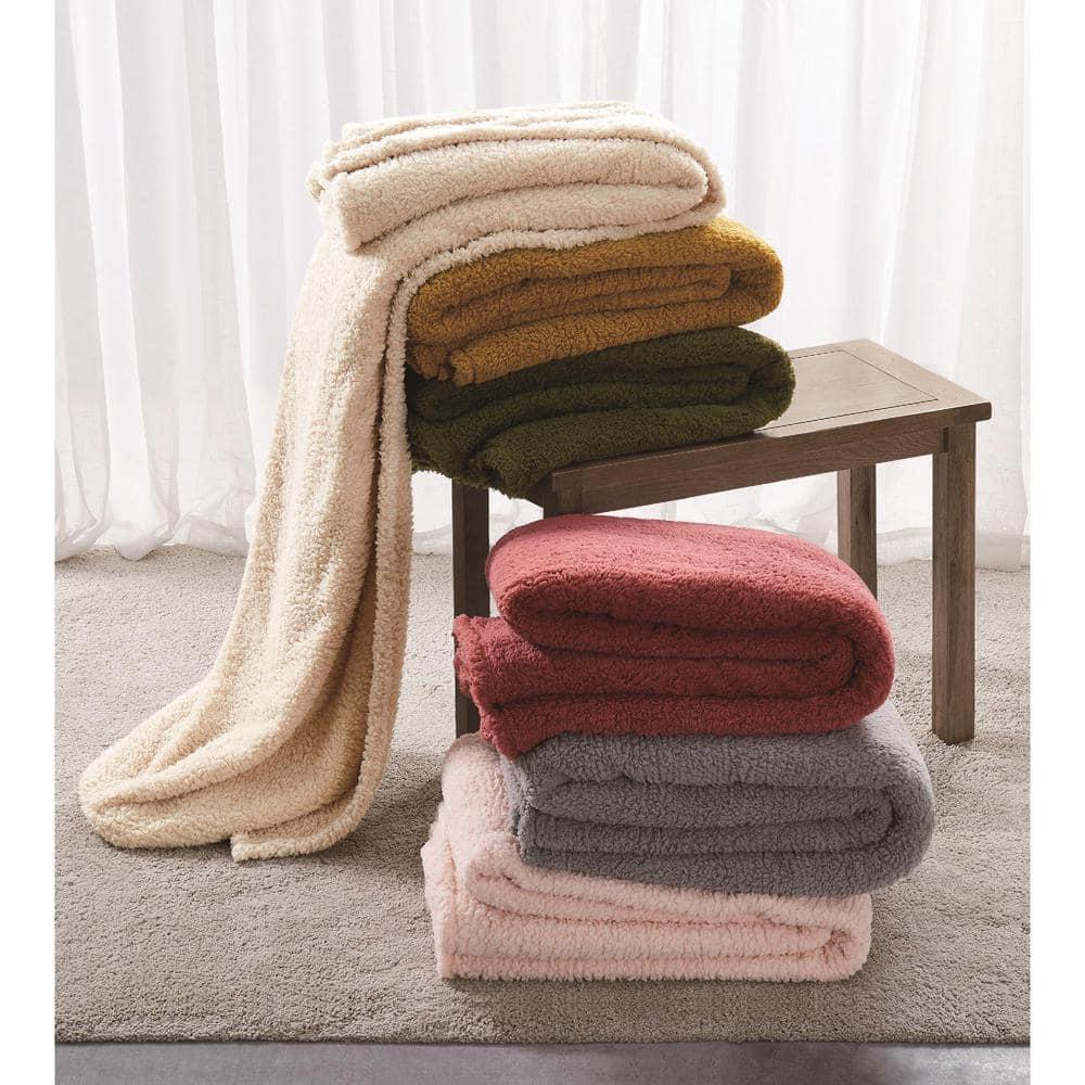 50"x60" Marshmallow Faux Shearling Throw Blanket Olive Green - Brooklyn Loom: Sensory Friendly, Machine Washable, Fleece Construction