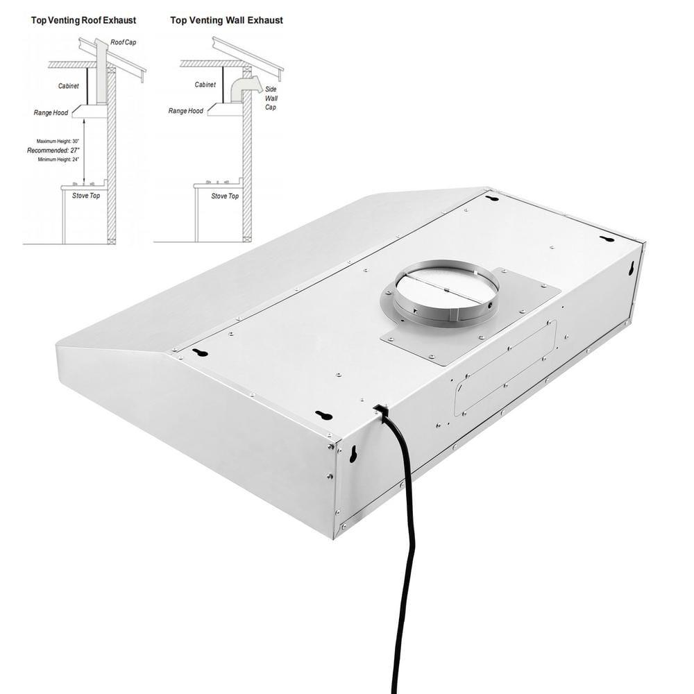 Empava 36" Stainless Steel 500 CFM Ducted (Vented) Wall Range Hood with Baffle Filter
