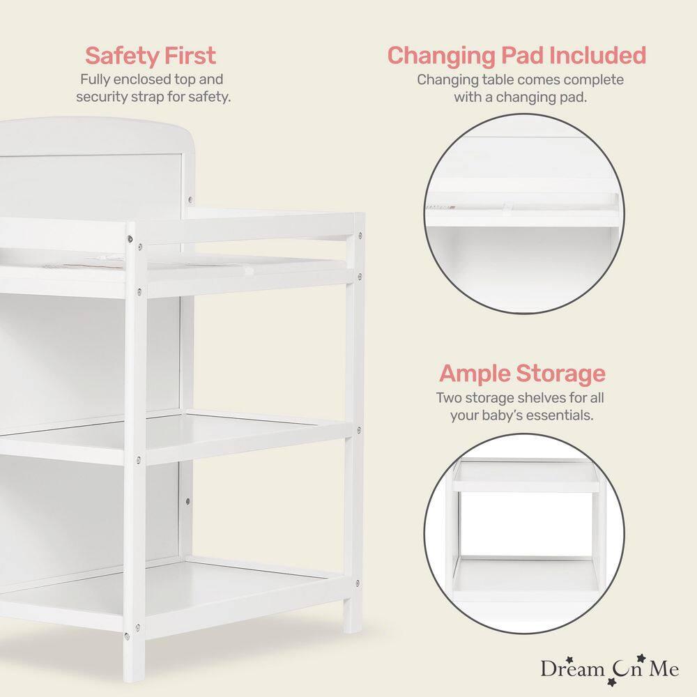 Dream On Me Anna 4 in 1 Full-Size Crib and Changing Table Combo in White