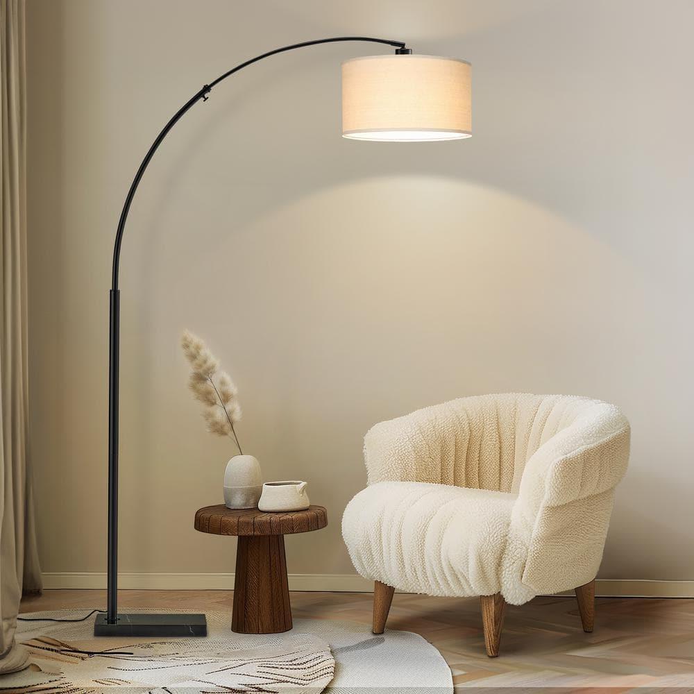 Brightech Logan 76 in. Adjustable and Extendable LED Arched Gold Floor Lamp with Weighted Marble Base - LED Bulb Included