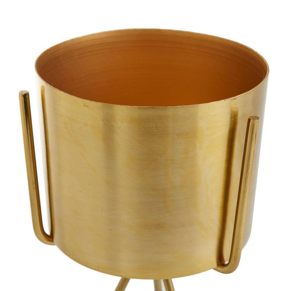 Medium Gold Iron Cylinder Plant Container Set