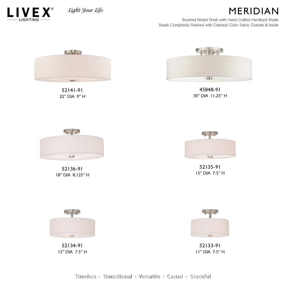 Livex Lighting Meridian 6 - Light Semi-Flush Mount in  Brushed Nickel