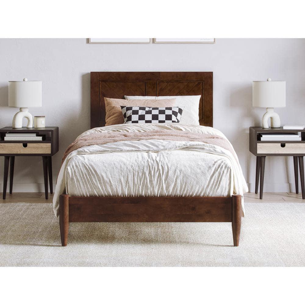 AFI Furnishings Berkshire Twin XL Solid Wood Low Profile Platform Bed in Walnut