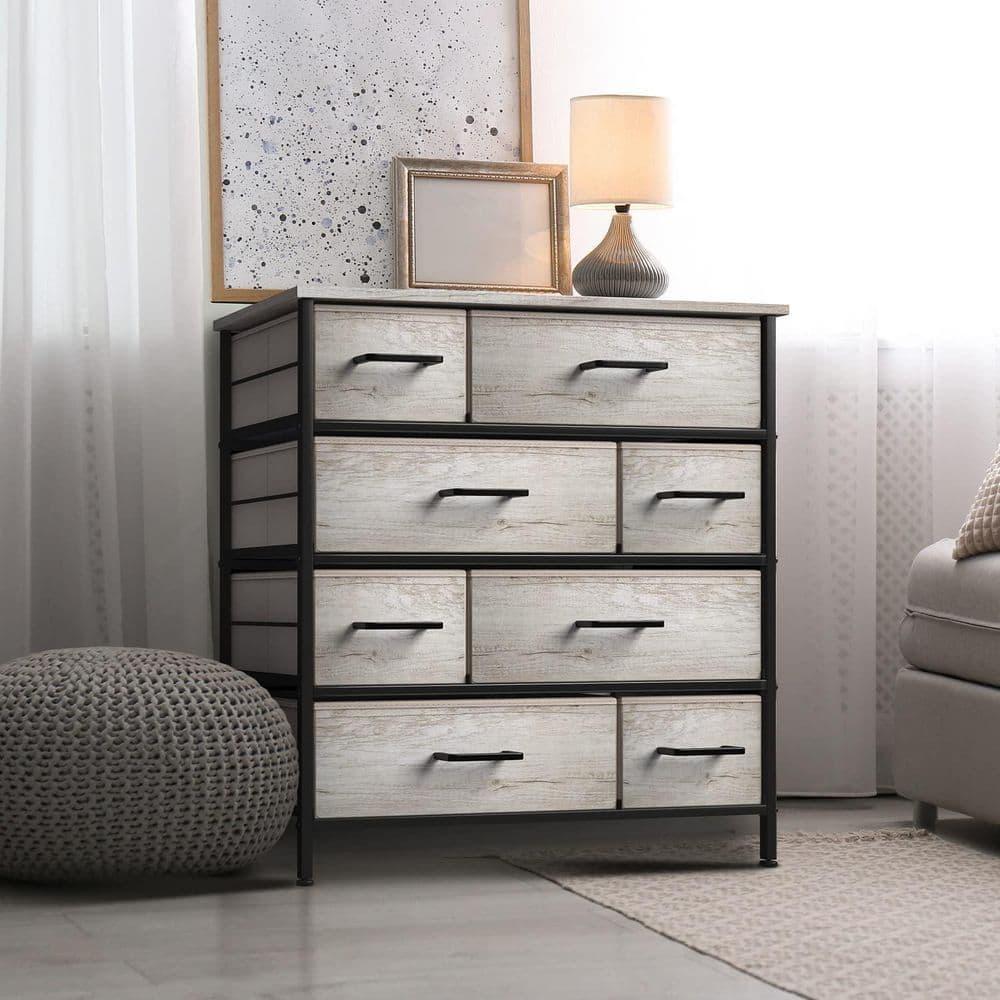 Sorbus Sorbus 8 Drawers Dresser with Steel Frame and Wood Top in Rustic