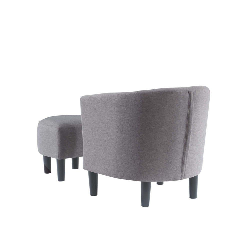 Convenience Concepts Take a Seat Churchill Accent Chair with Ottoman, Cement Gray Fabric