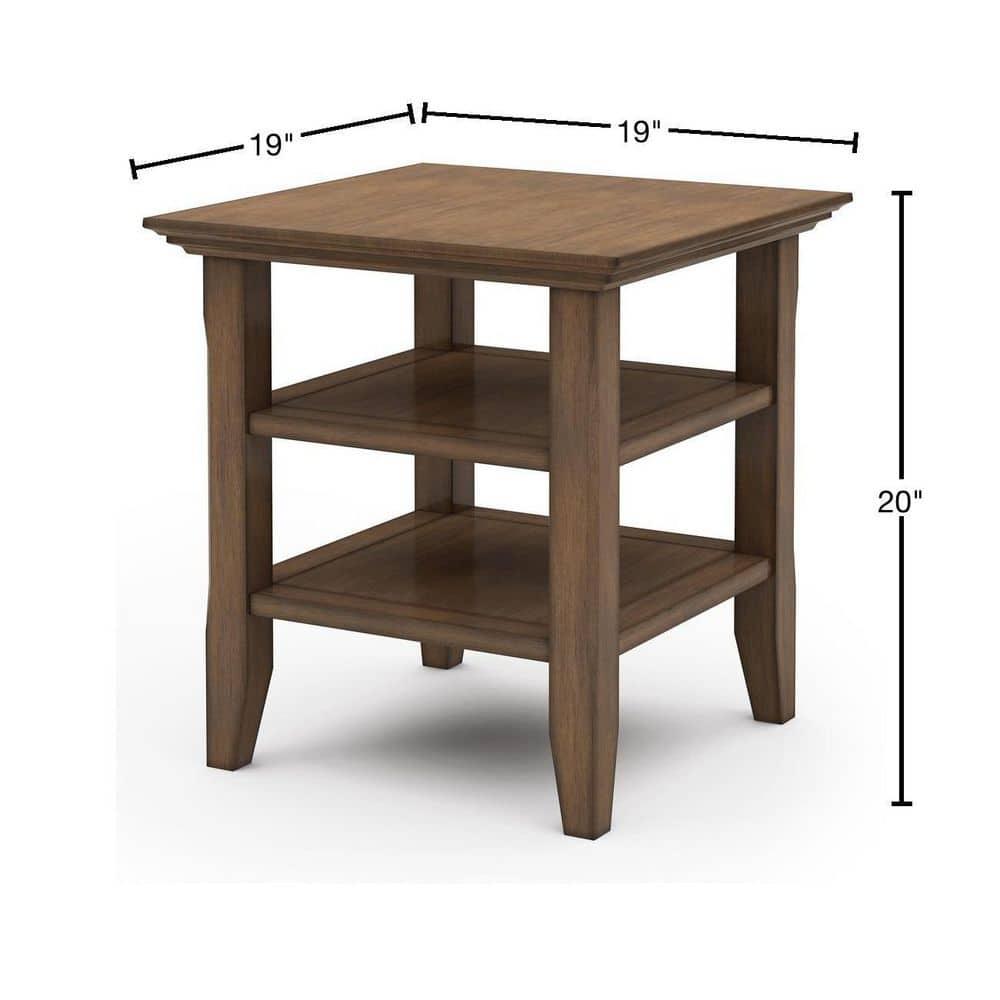 Simpli Home Acadian Solid Wood Transitional Table with Open Shelves