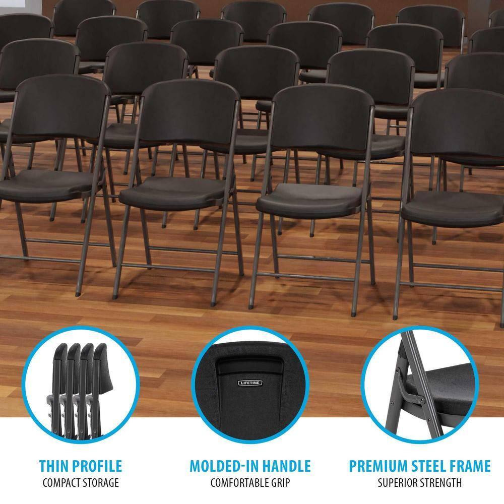 Lifetime Folding Chair, Indoor/Outdoor Commercial, Adult, Black, 4 Pack (80187)