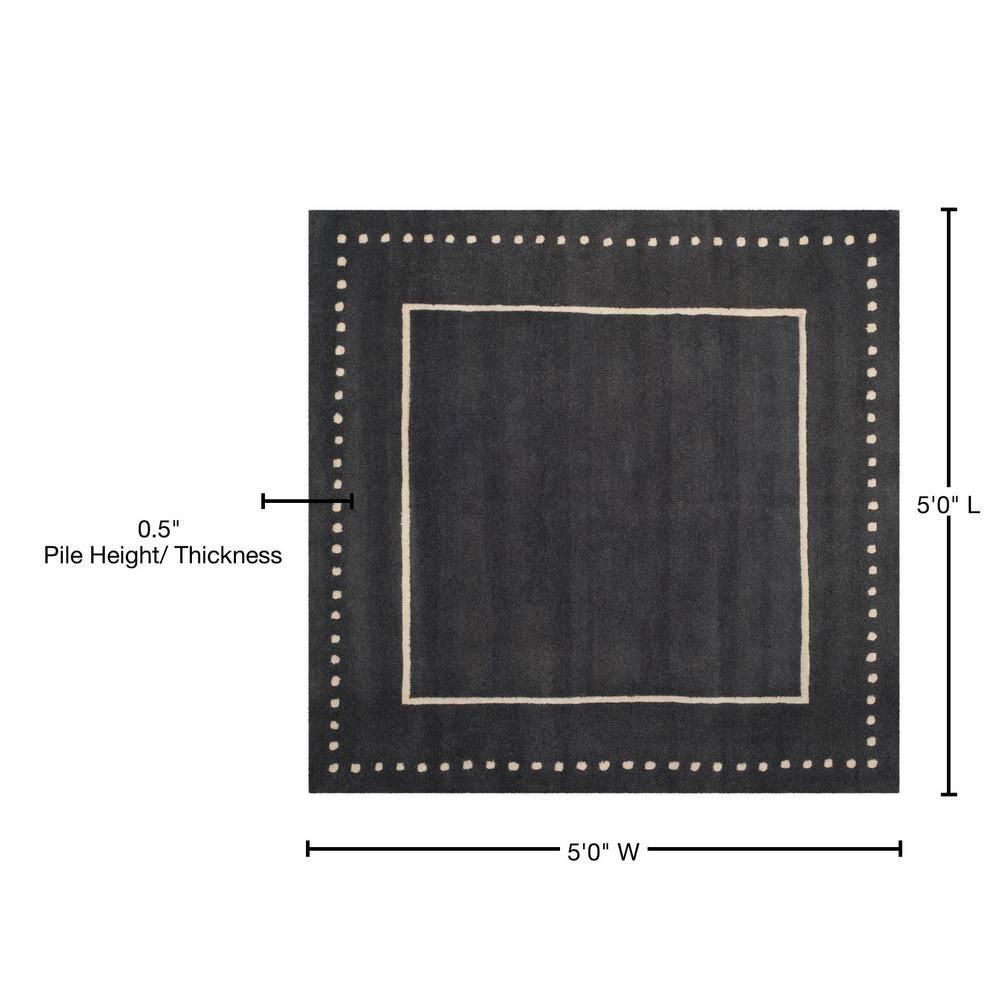 Bella BEL151 Hand Tufted Area Rug - Dark Grey/Ivory - 5'x5' - Safavieh.