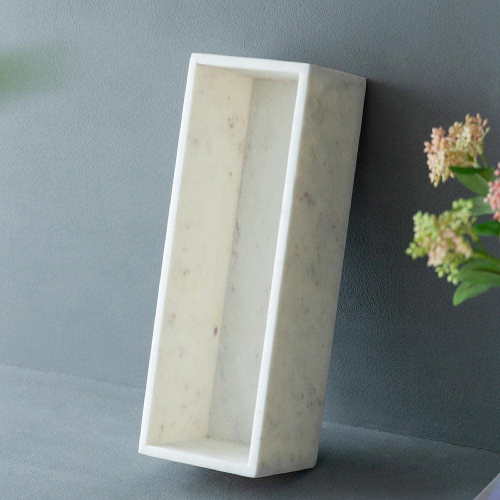 A&B Home  Rectangular Marble Tray - White.