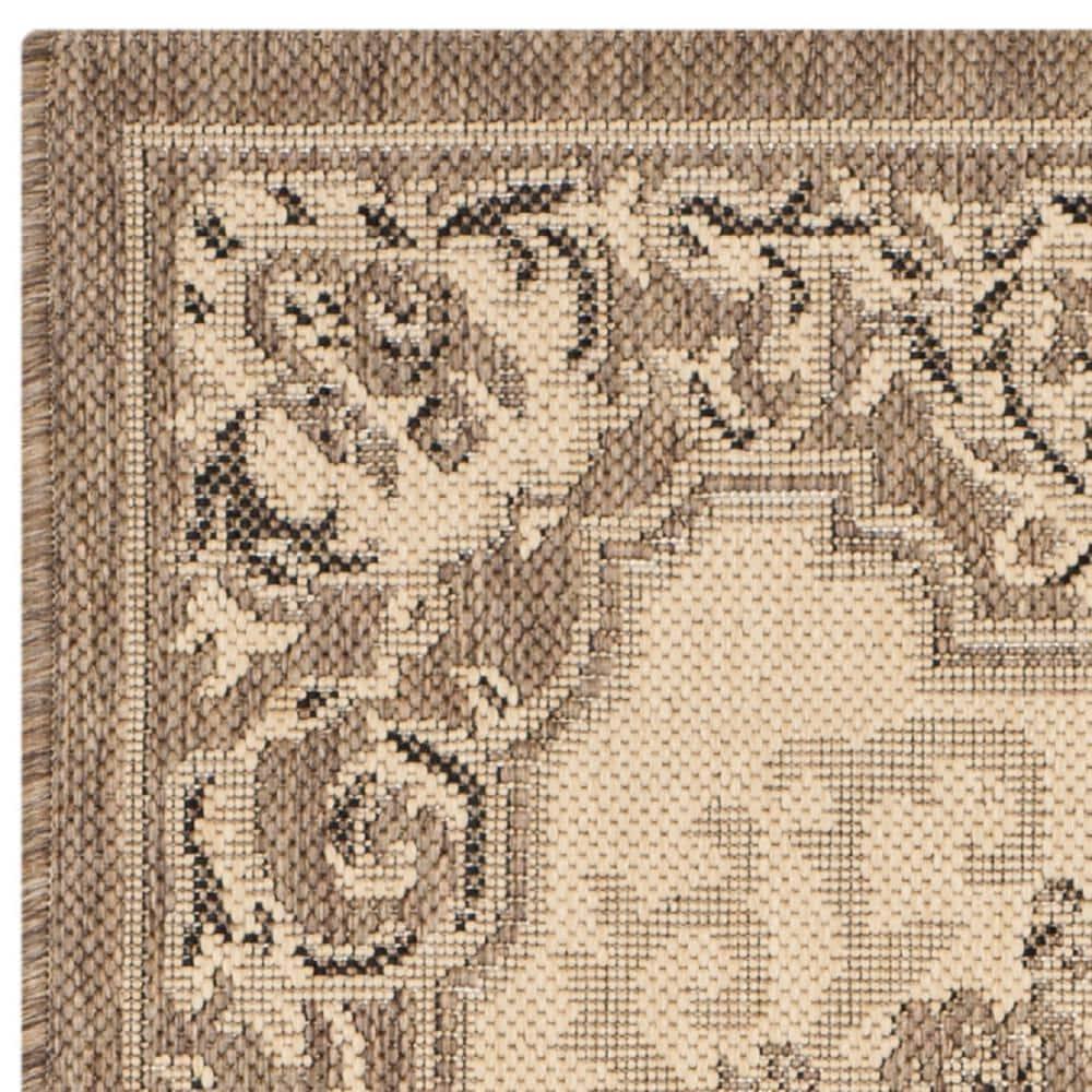 Courtyard CY7208 Power Loomed Indoor/Outdoor Runner Rug - Creme/Brown - 2'3"x10' - Safavieh.