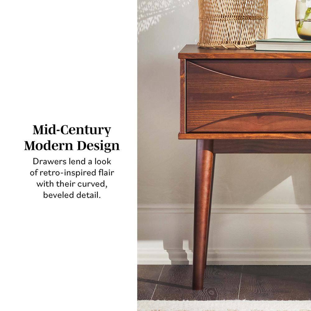 George Oliver Mid-Century Modern 1-Drawer Solid Wood Nightstand – Walnut